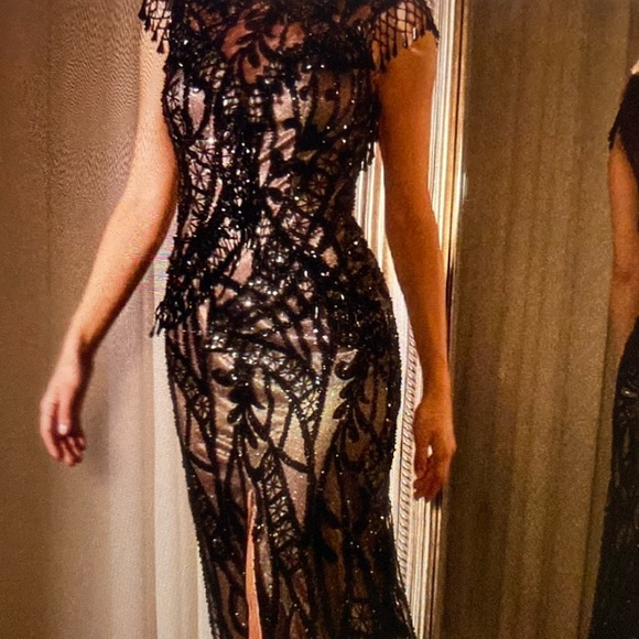 Alain Weiz Beautiful Black Detailed Lined Sexy Maxi Dress New With Tags - Picture 1 of 16